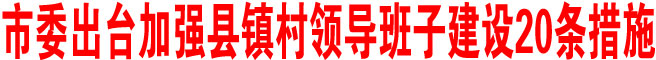 商洛市委出臺(tái)加強(qiáng)縣鎮(zhèn)村領(lǐng)導(dǎo)班子建設(shè)20條措施